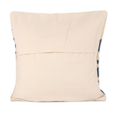 Alternate image for Blue Tree Embroidered Cotton Cushion Covers Pair Swirling Tree