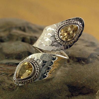 Alternate image for Sterling Silver Wrap Ring with Citrine Gemstone Jewelry Golden