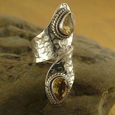 Alternate image for Sterling Silver Wrap Ring with Citrine Gemstone Jewelry Golden