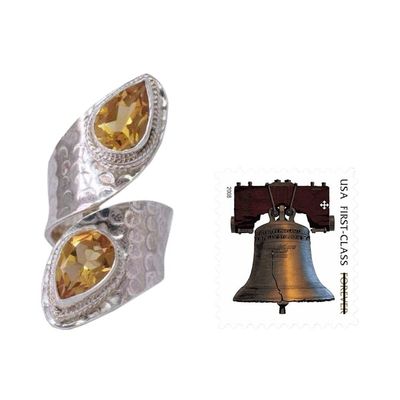 Alternate image for Sterling Silver Wrap Ring with Citrine Gemstone Jewelry Golden