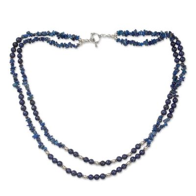 Alternate image for Handcrafted Lapis Lazuli Double Strand Necklace Blue Mystique