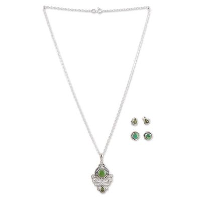 Alternate image for Peridot and Composite Turquoise Necklace and Earrings Green Arcadia