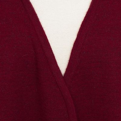 Alternate image for Knit Alpaca Blend Ruana in Claret from Peru Elegant Fashion in Claret