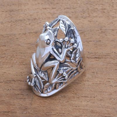 Alternate image for Frog Sterling Silver Cocktail Ring from Bali Ubud Frog