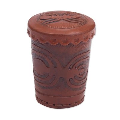 Alternate image for Nazca Embossed Leather Dice Cup Set Nazca Spider