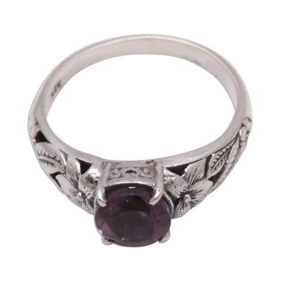 Alternate image for Floral Amethyst Single-Stone Ring from Bali Floral Glint