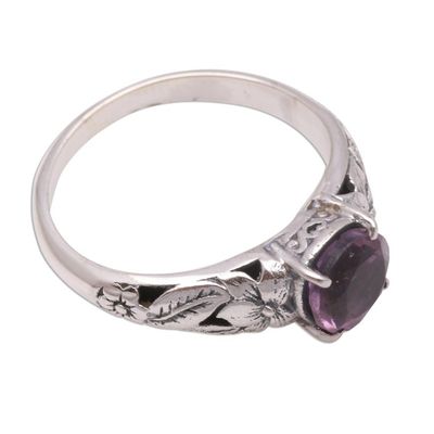 Alternate image for Floral Amethyst Single-Stone Ring from Bali Floral Glint