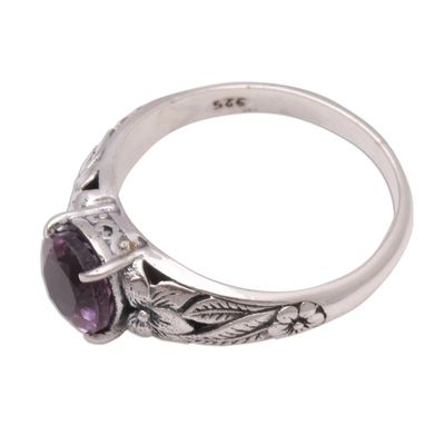 Alternate image for Floral Amethyst Single-Stone Ring from Bali Floral Glint
