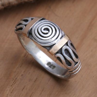 Alternate image for Gold-Accented Spiral-Motif Cocktail Ring Ancient Motif