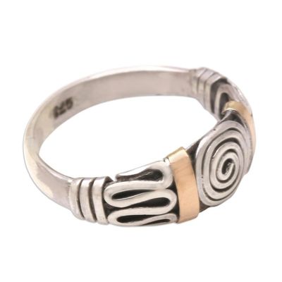 Alternate image for Gold-Accented Spiral-Motif Cocktail Ring Ancient Motif
