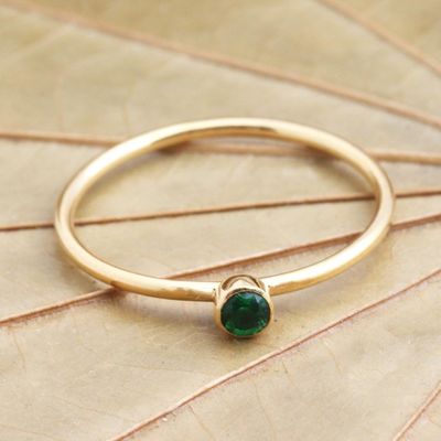 Alternate image for Green Quartz Gold Plated Solitaire Ring Subtly Sweet