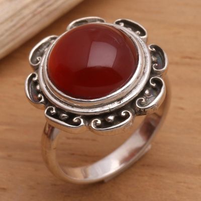 Alternate image for Carnelian solitaire ring Lotus Heart of Peace