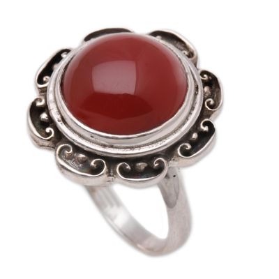 Alternate image for Carnelian solitaire ring Lotus Heart of Peace