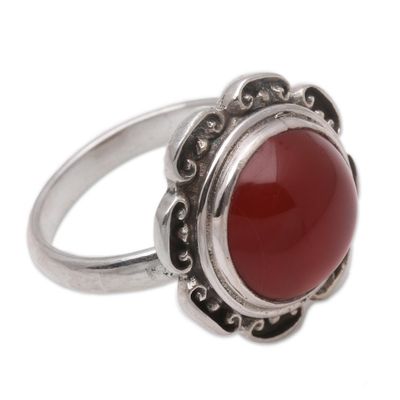 Alternate image for Carnelian solitaire ring Lotus Heart of Peace