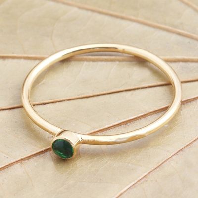 Alternate image for Green Quartz Gold Plated Solitaire Ring Subtly Sweet