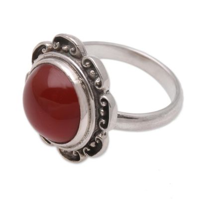 Alternate image for Carnelian solitaire ring Lotus Heart of Peace