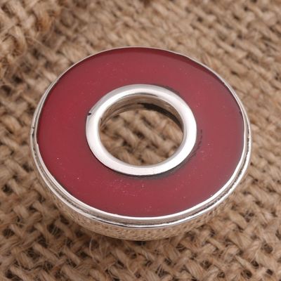 Alternate image for Red Resin and Sterling Silver Cocktail Ring In the Round - Red