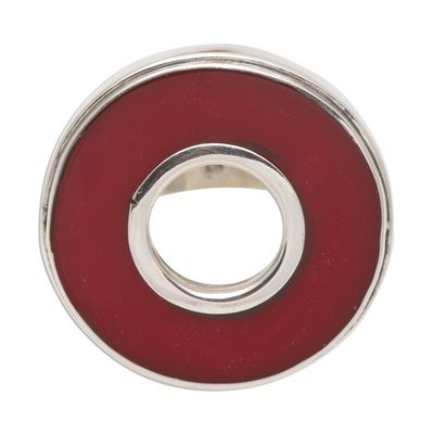 Alternate image for Red Resin and Sterling Silver Cocktail Ring In the Round - Red