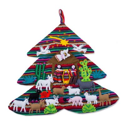 Alternate image for Handcrafted Andean Christmas Tree Applique Wall Hanging Andean Christmas Tree