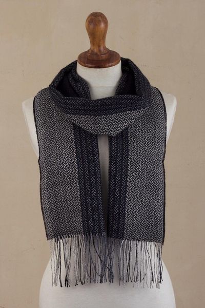 Alternate image for Unisex Alpaca Blend Scarf Night Wolf