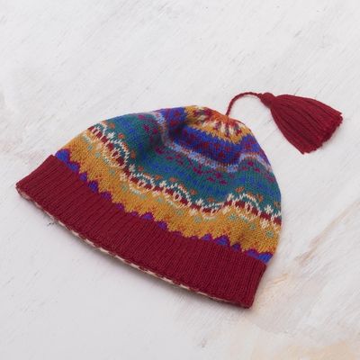 Alternate image for Colorful Patterned Alpaca Knit Hat Sierra Rainbow