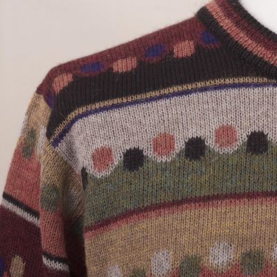 Alternate image for Mens Striped 100 Alpaca Pullover Sweater from Peru Autumnal Andes