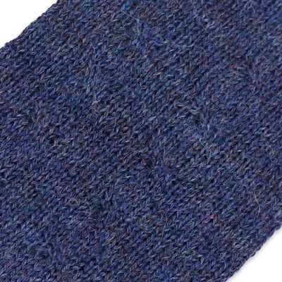 Alternate image for Navy 100 Baby Alpaca Cable Knit Fingerless Mitts from Peru Luscious Twist in Navy