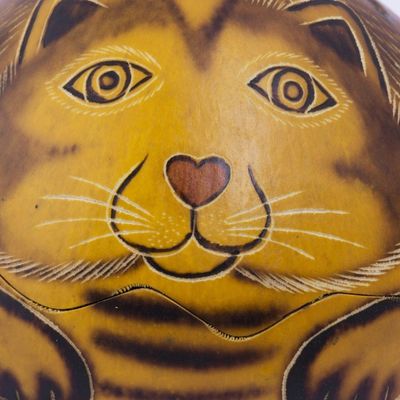 Alternate image for Andean Artisan Crafted Dried Mate Gourd Cat Box Andean Feline