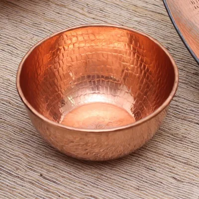 Alternate image for Hammered Copper Bowl Handcrafted in Bali Gleaming Meal