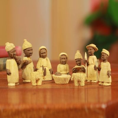 Alternate image for African Themed Nativity Scene Crafted by Hand Set of 10 Welcome Jesus