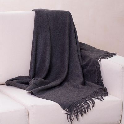 Alternate image for 100 Alpaca Wool Solid Throw Cozy Dark Gray