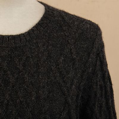 Alternate image for Charcoal Alpaca Tunic Sweater Dress Long Lines in Charcoal