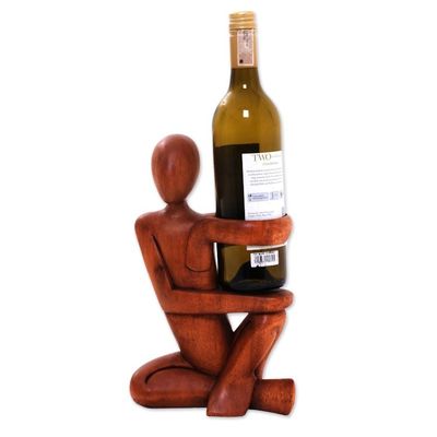 Alternate image for Hand Carved Wood Wine Bottle Holder The Invitation