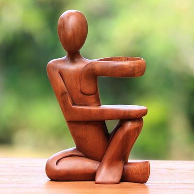 Alternate image for Hand Carved Wood Wine Bottle Holder The Invitation