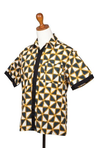 Alternate image for Mens Batik Cotton Shirt with Geometric Motif Weathervane