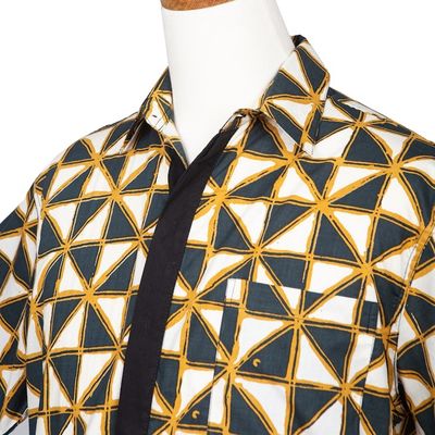 Alternate image for Mens Batik Cotton Shirt with Geometric Motif Weathervane