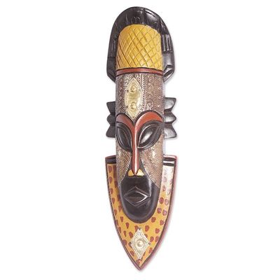 Alternate image for Regal Handcrafted African Sese Wood Mask from Ghana Noble King