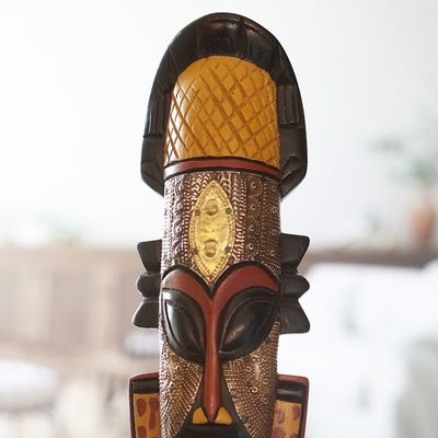 Alternate image for Regal Handcrafted African Sese Wood Mask from Ghana Noble King