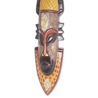 Alternate image for Regal Handcrafted African Sese Wood Mask from Ghana Noble King