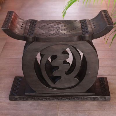Alternate image for Fair Trade Wood Throne Stool Chemu Lagoon