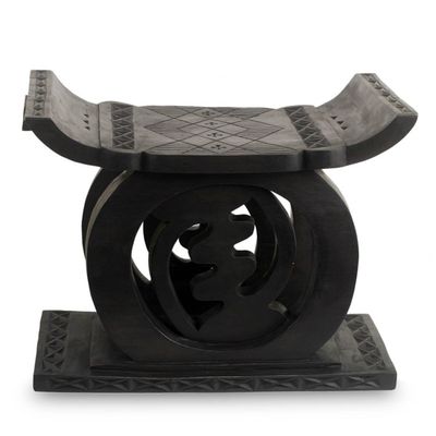 Alternate image for Fair Trade Wood Throne Stool Chemu Lagoon