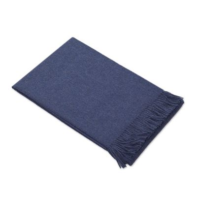 Alternate image for 100 Baby Alpaca Throw Blanket in Solid Azure from Peru Blissful Dream in Azure