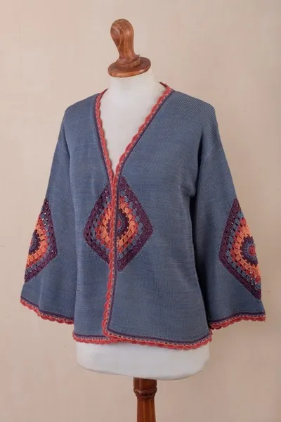 Alternate image for Hand-Crocheted Open Cardigan Andes Sunrise