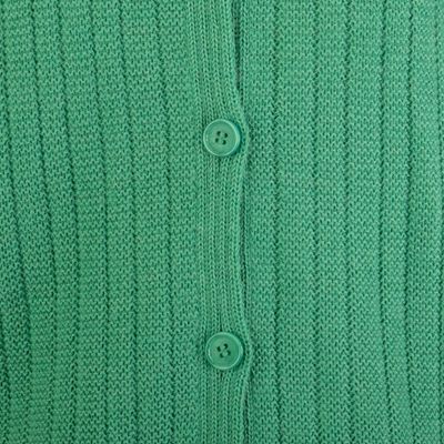 Alternate image for Cable Knit and Striped Green 100 Alpaca Button-Up Sweater Dreamy Green