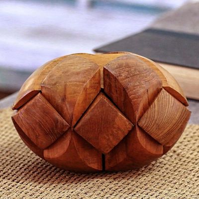 Alternate image for Handcarved Teak Wood Puzzle from Java Magical Illusion