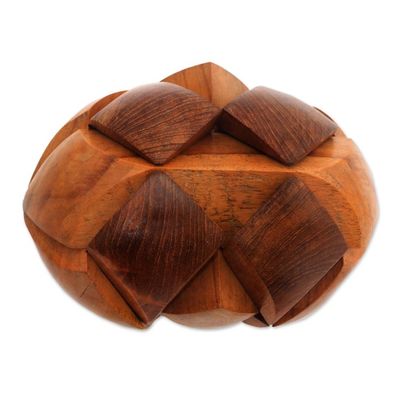 Alternate image for Handcarved Teak Wood Puzzle from Java Magical Illusion