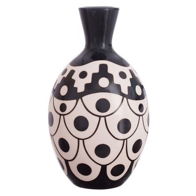 Alternate image for Black and Ivory Chulucanas Ceramic Decorative Vase from Peru Desert Stair