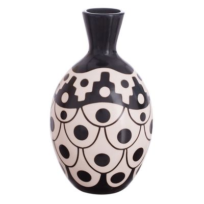 Alternate image for Black and Ivory Chulucanas Ceramic Decorative Vase from Peru Desert Stair