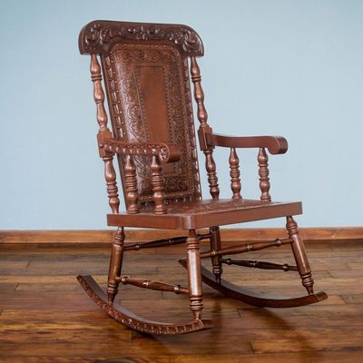 Alternate image for Traditional Wood Leather Rocking Chair Nobility