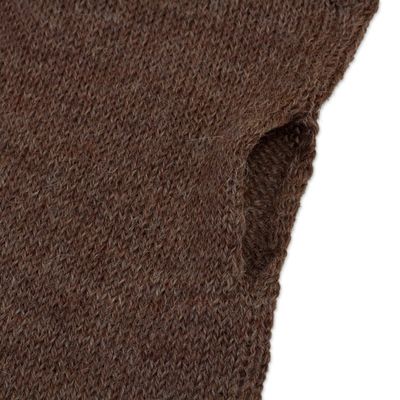 Alternate image for Chestnut Brown 100 Baby Alpaca Cable Knit Fingerless Mitts Luscious Twist in Chestnut